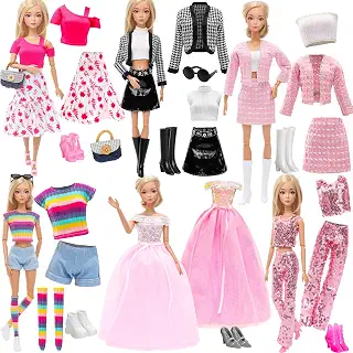 Barwawa 30cmドール用服 人形用ドレス 15 セット＝6枚服 + 6足靴 + サングラス、バッグなど3個アクセサリー 1/6人形適用