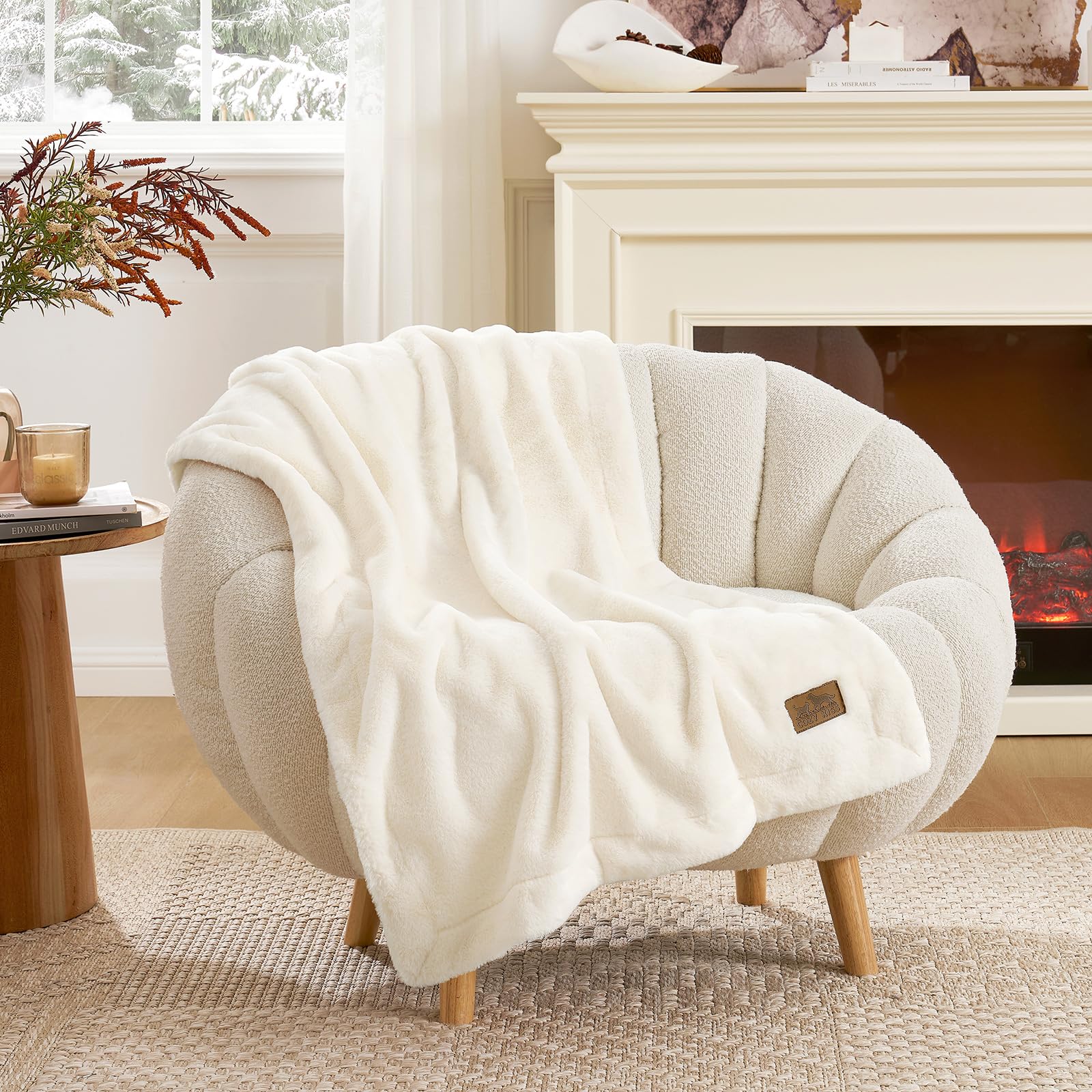 COZY KISS Waterproof Pet Blanket, Ultra Soft Luxury Faux Fur Throw Blanket for Couch, Cozy Warm Plush Blanket for Sofa Bedroom Living Room, Liquid Pee Proof for Large Dog or Cat, 75x100cm, Beige
