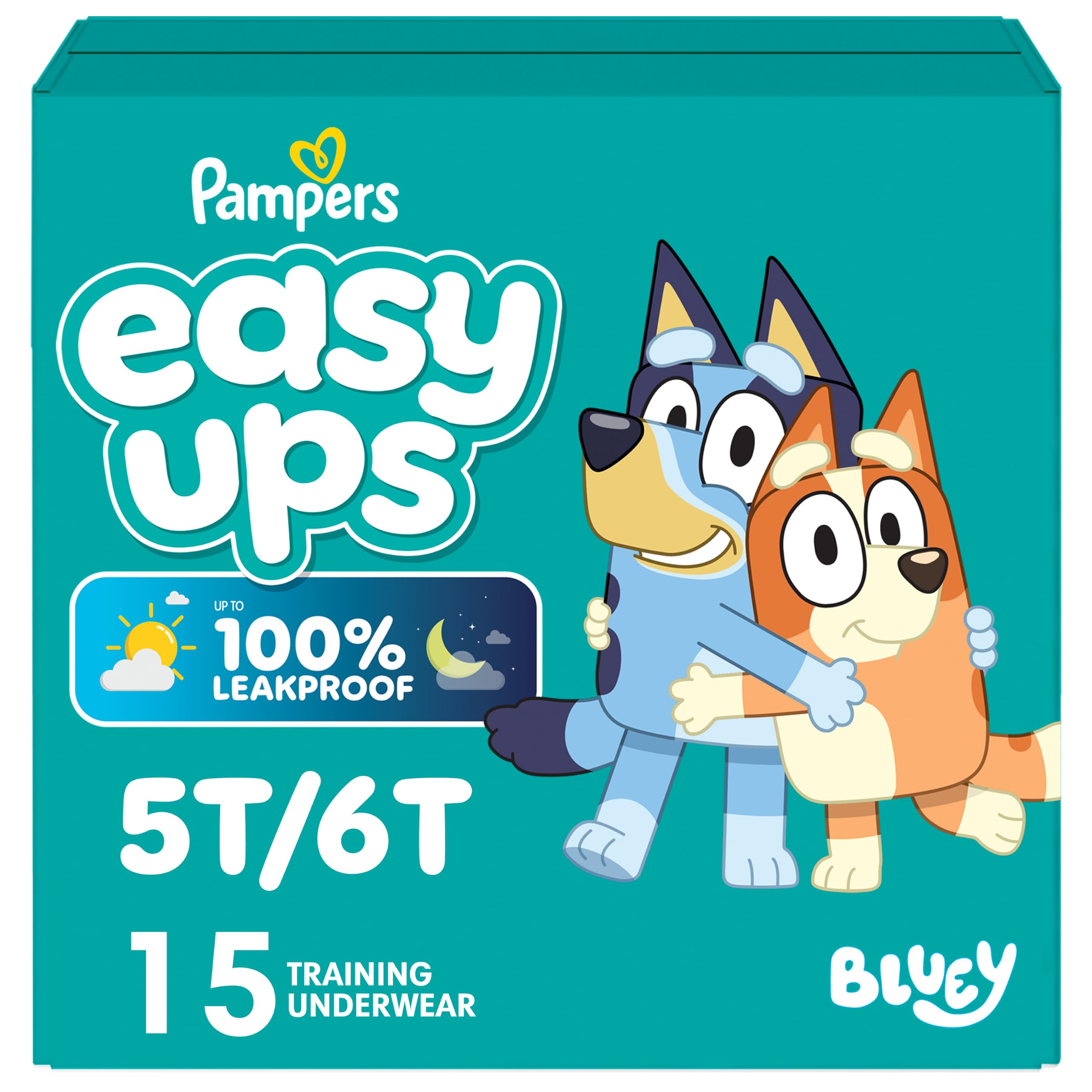 Easy Ups Girls &amp; Boys Potty Training Pants, Size 7 (5T-6T), 15 Count, Bluey Absorbent Pull Up Training Underwear, Up to 100% Leakproof Day and Night, Hypoallergenic
