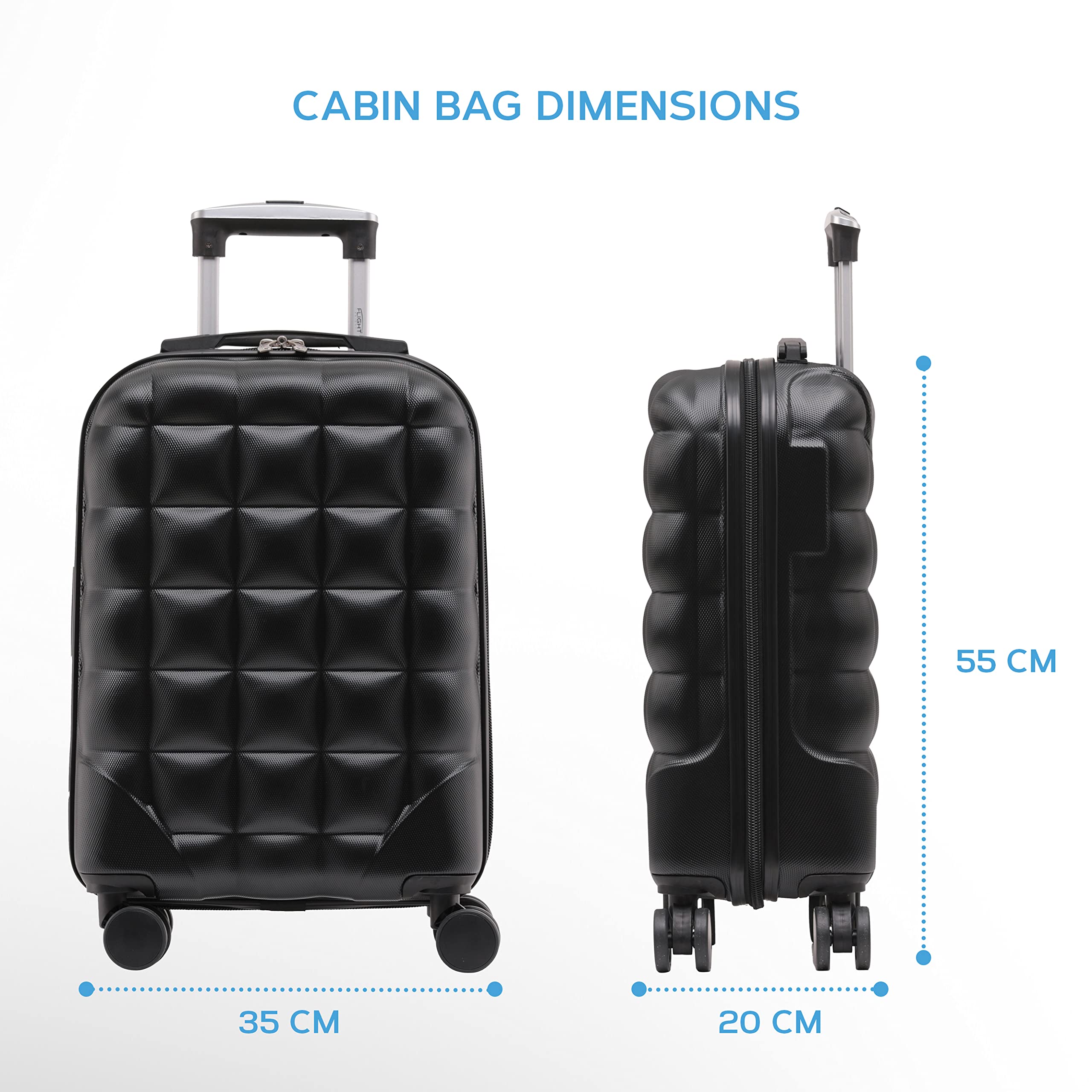 Flight Knight Bubble Suitcase Ryanair easyJet Jet2 Approved 8 Wheel Hardcase Suitcases Cabin or Medium & Large Check-in Sizes