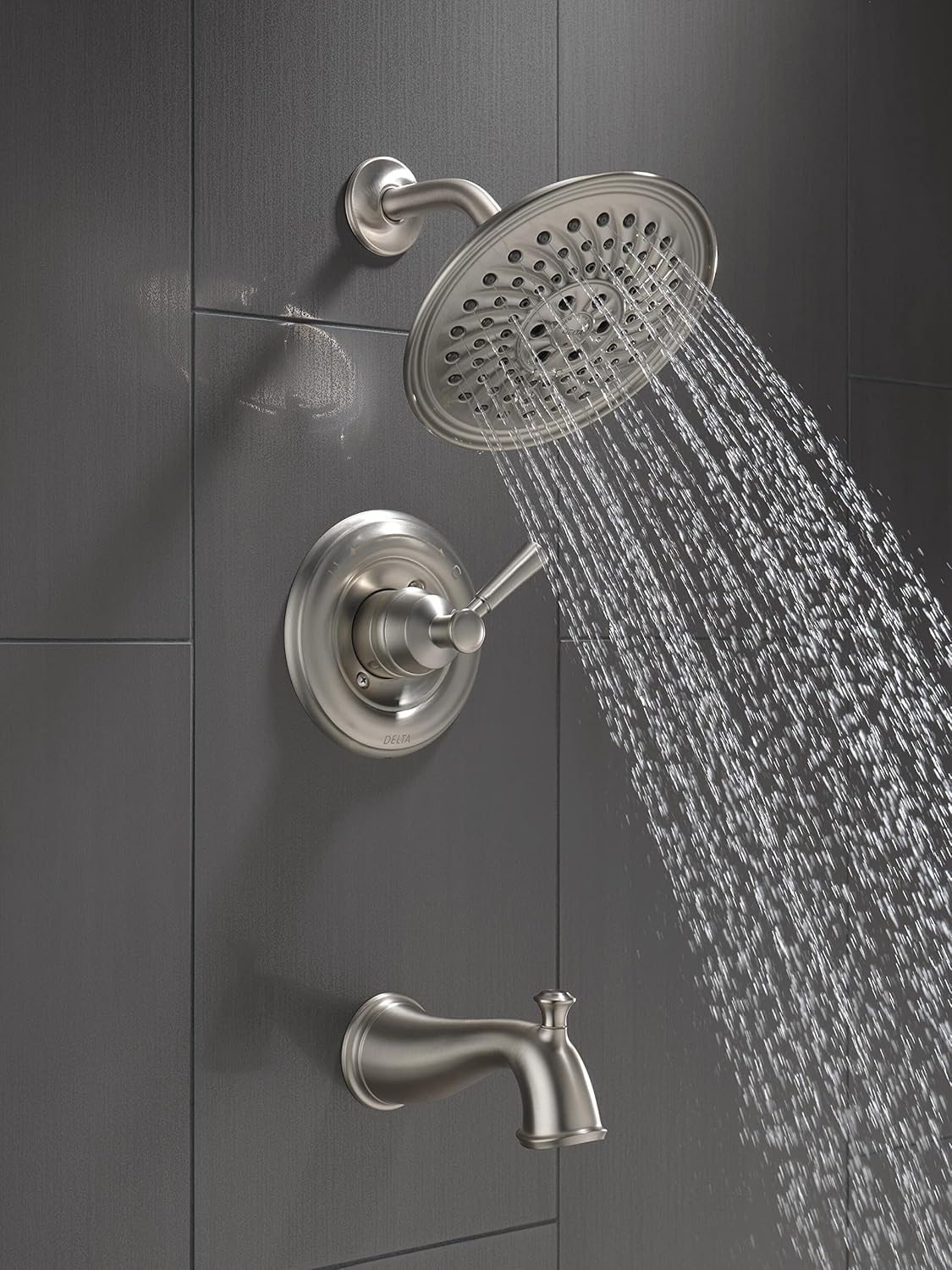 🔥 Crazy Deals Delta Faucet Mylan Single-Function Tub and Shower Trim Kit with 3-Spray H2Okinetic Shower Head, SpotShield Brushed Nickel 144777-SP (Valve Included)