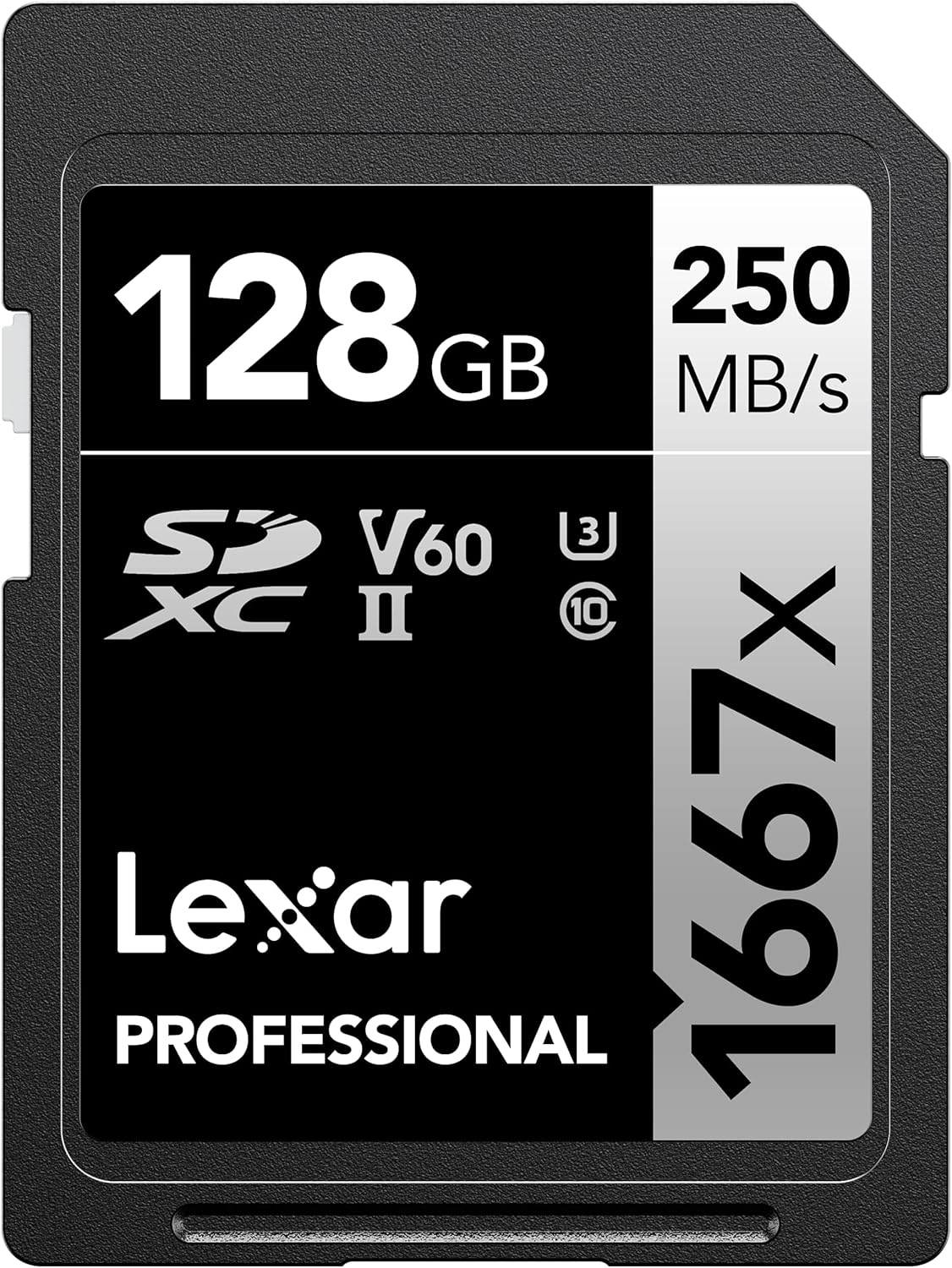 Lexar 128GB Professional 1667x UHS-II SDXC Memory Card, C10, U3, V60, Up to 250MB/s Read