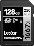 Lexar Professional 1667X 128GB SDXC Uhs-II/U3 Card (LSD128CBNA1667) | Up to 250MB per S Read, 120MB per S Write, Class 10, Model LSD128CBNA1667
