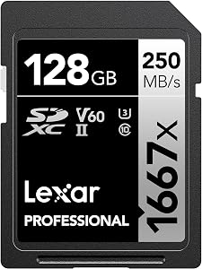 Lexar Professional 1667X 128GB SDXC Uhs-II/U3 Card (LSD128CBNA1667) | Up to 250MB per S Read, 120MB per S Write, Class 10, Model LSD128CBNA1667