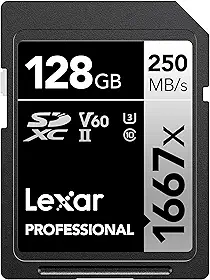 Cartão de memória Lexar Professional LSD128CBNA1667, 128GB, para câmera