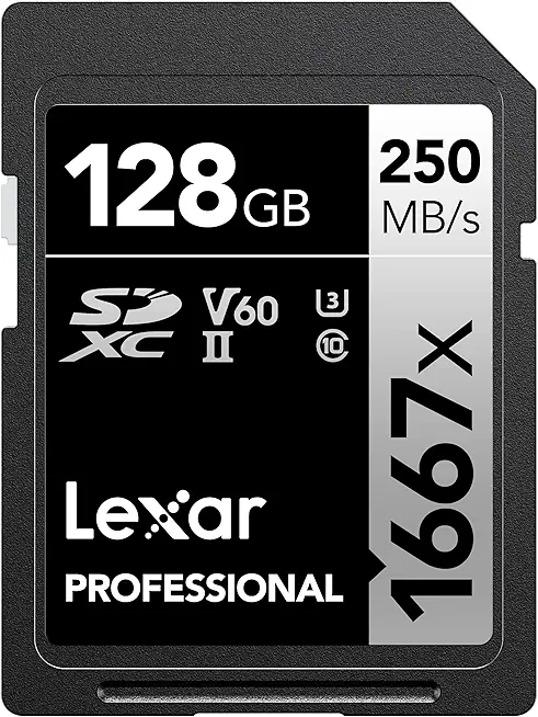 Lexar 128GB Professional 1667x SDXC UHS-II U3 V60 250MB/s - LSD128CBNA1667
