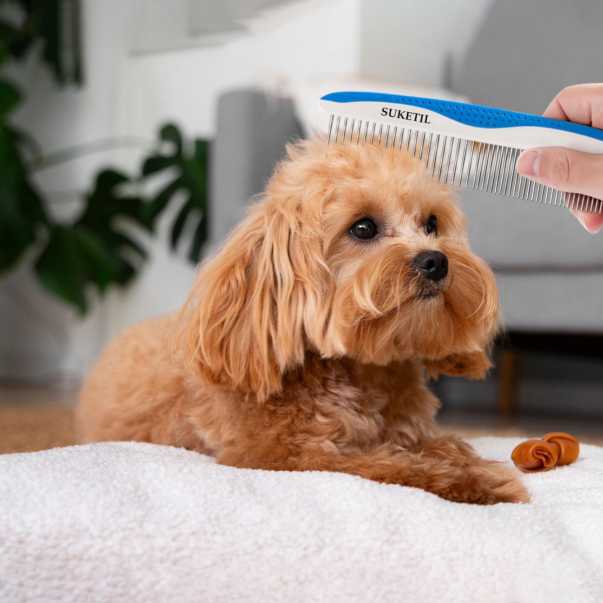 Peine para perros para eliminar enredos y nudos, peine para gatos con dientes de acero inoxidable y mango antideslizante, peines para perros de pelo largo, gatos y otras mascotas (estilo 1)