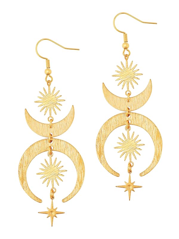 Sacina Celestial Sun Moon Star Earrings Dangle, Gothic Boho Earrings for Women, Boho Jewelry, Christmas Jewelry Gift For Women by Sacina - Used condition - US$12.59