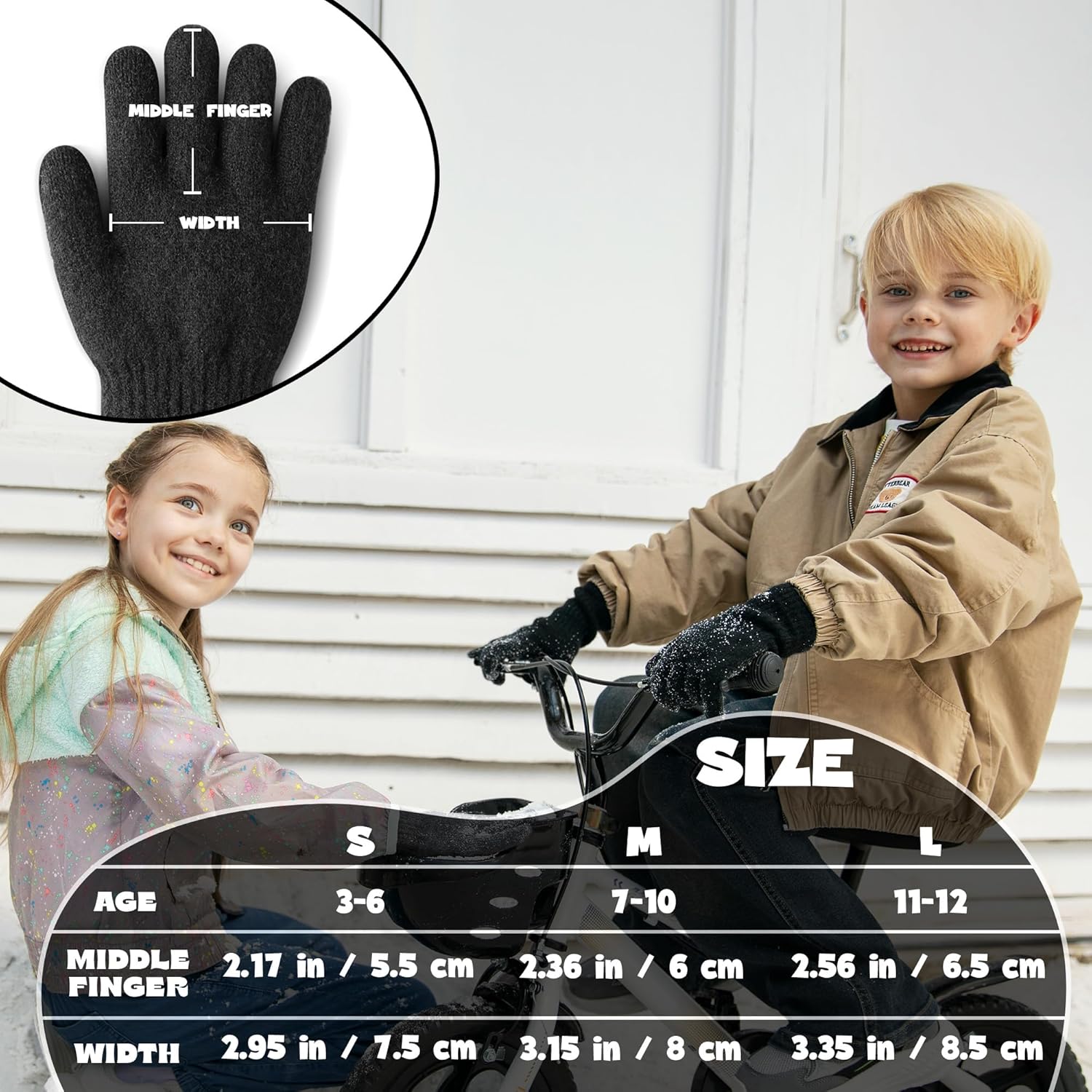 Kids Gloves Winter Alpaca Wool Knit Fleece Lined Gloves Touchscreen Warm for Boys Girls Children Toddler - Image 6