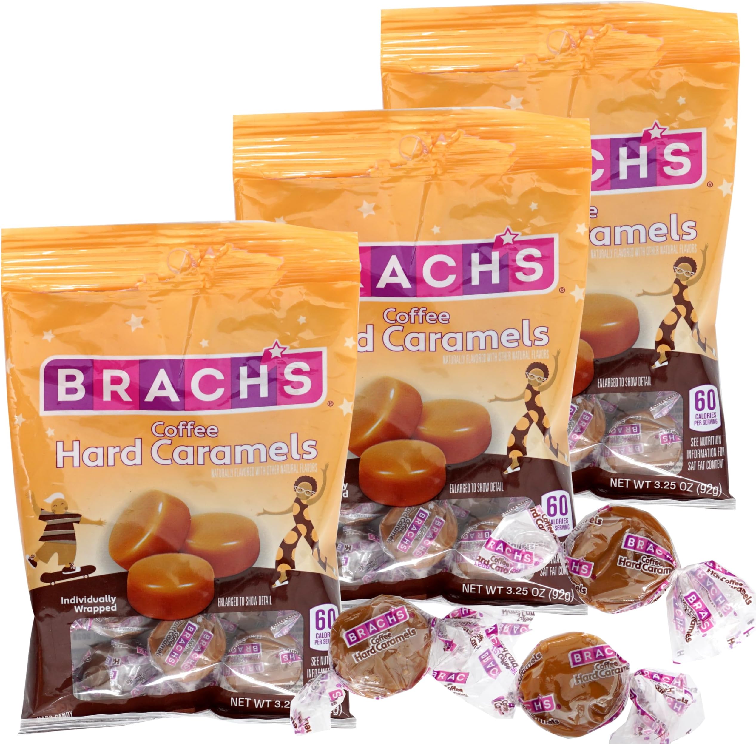 Coffee Hard Caramels, 3.25 oz Bags (3 Pack), Individually Wrapped Hard Candy