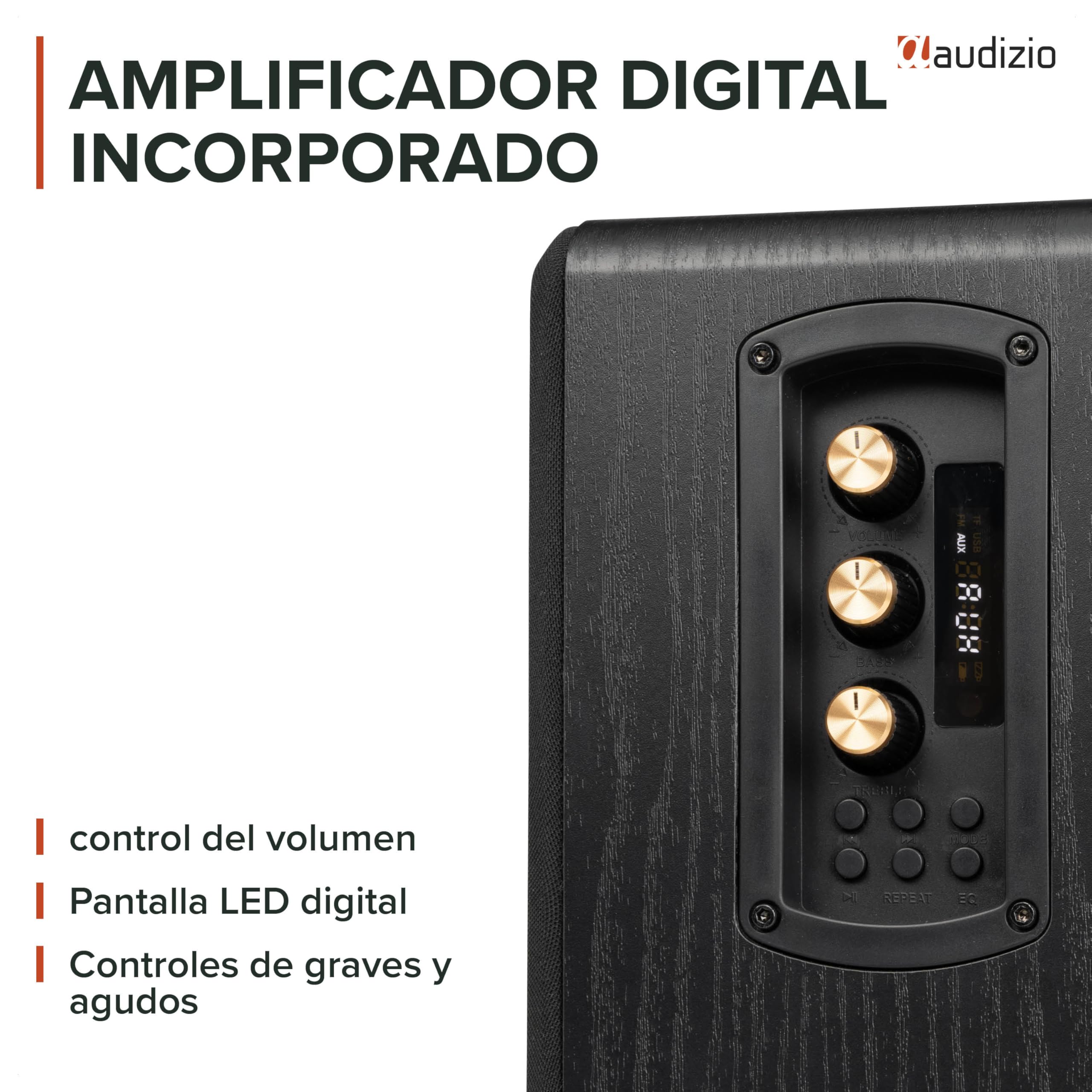 Audizio BS10 – Altavoces Activos de estantería 80W con Bluetooth 5.3, HDMI ARC, RCA, USB y Entrada Phono para Tocadiscos Vinilo, Equipo HiFi para casa, Home Cinema y Ordenador, Color Negro