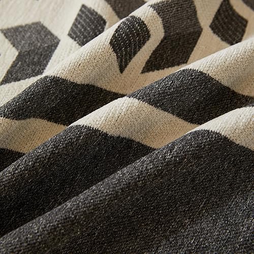 Miniatura 9 de STACYPIK Funda gruesa geométrica bohemia para sofá, protector de muebles, manta suave con borlas, borde a rayas, en forma de L, funda de sofá