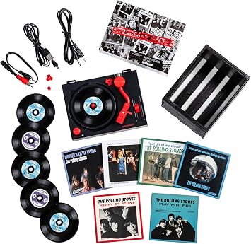 Crosley CR6037BT-RS Rolling Stones RSD3 Mini Record Player & Crate, Black