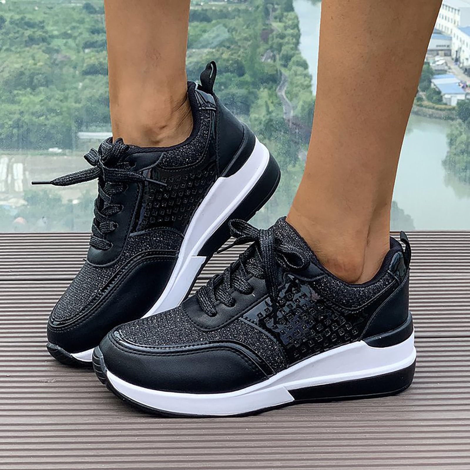 Scarpe Ginnastica Donna Traspiranti Scarpe da Running Donna Eleganti | Calzature Atletica in Rete Traspirante per Passeggiata Invernale Sneakers Ragazza Moda Tempo Libero Pelle Sintetica