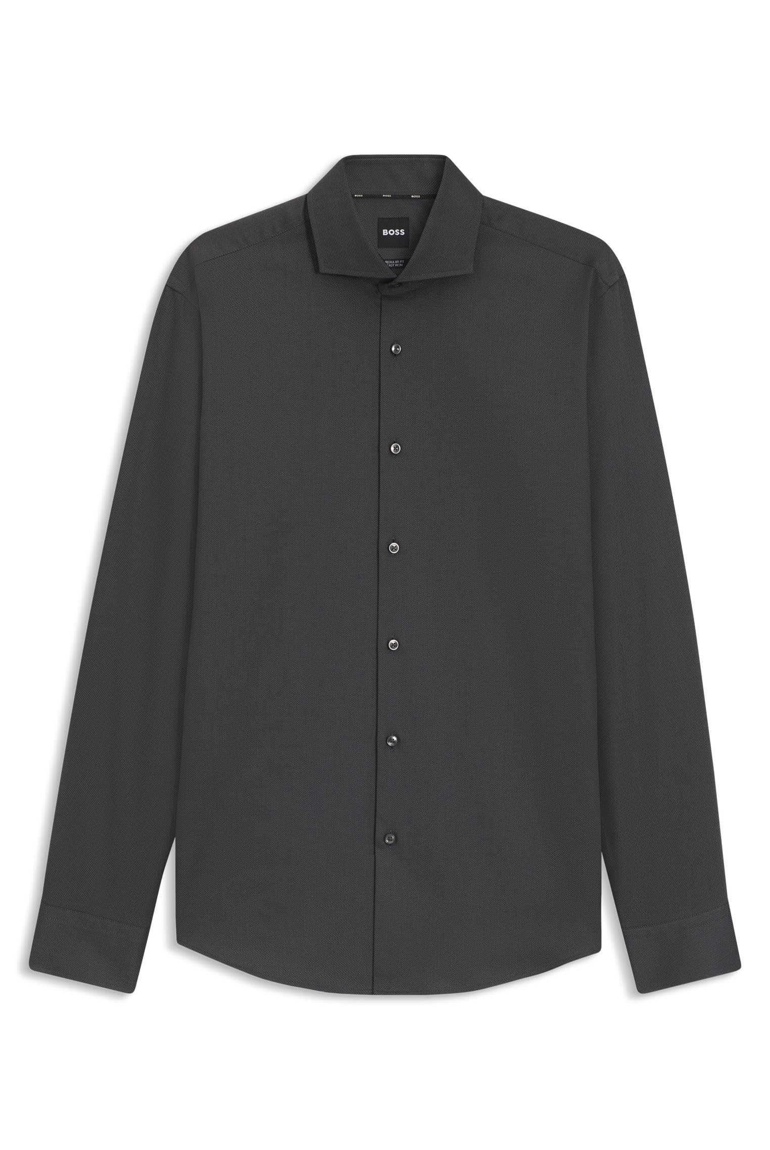 Boss Men's Charcoal H-Joe-Spread-C1-222 Easy-Iron Regular-Fit Shirt In Stretch Cotton