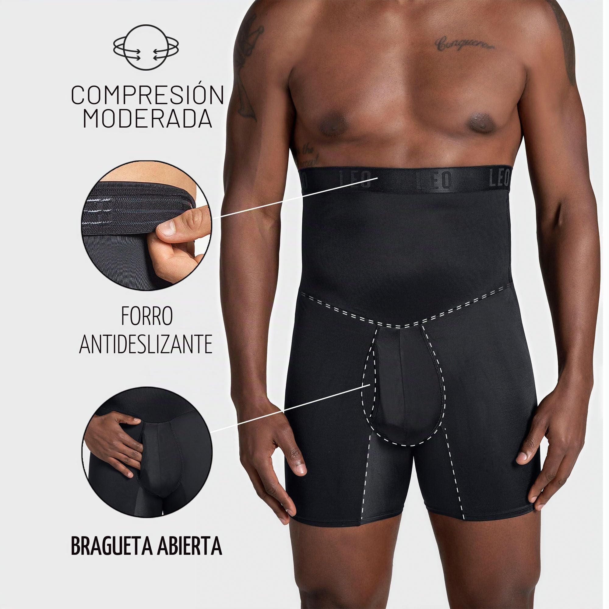 Boxer Faja Reductor Abdomen - Cintura Alta Corrector de Postura para Hombre