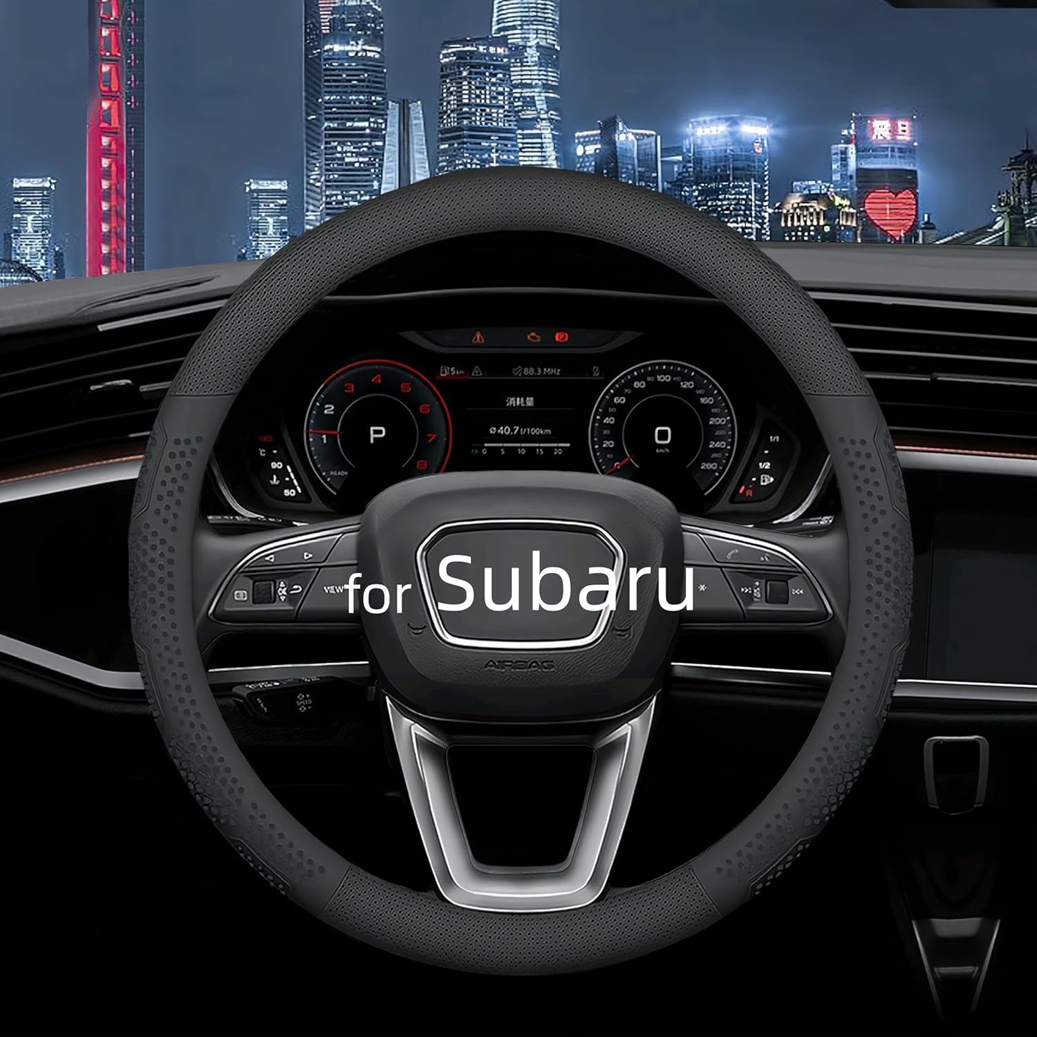 Yangday Leather Steering Wheel Cover for Subaru Forester Crosstrek Impreza Legacy Outback, 14.5-15 inches Car Steering Wheel Cover with Non-Slip Breathable (Black)