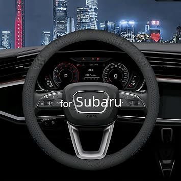 Yangday Leather Steering Wheel Cover for Subaru Forester Crosstrek Impreza Legacy Outback, 14.5-15 inches Car Steering Wheel Cover with Non-Slip Breathable Black