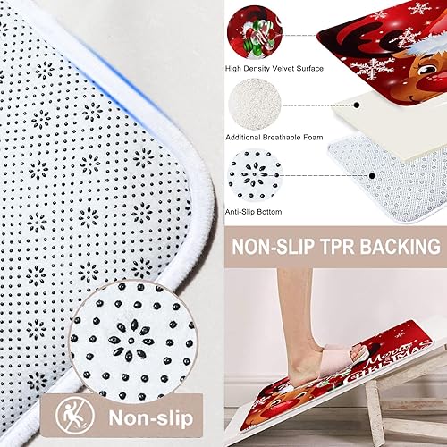 Miniatura 3 de ArtSocket Juegos de baño de reno con cortina de ducha y alfombras y accesorios, juegos de cortinas de ducha de copo de nieve, cortinas de ducha de