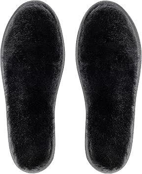 riemot Genuine Sheepskin Insoles for Women Men, Thick Replacement Shearling Inserts for Uggs Boots Slippers, Warm Furry Winter Wool Shoe Liners Black EU 39