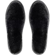 riemot Genuine Sheepskin Insoles for Women Men, Thick Replacement Shearling Inserts for Uggs Boots Slippers, Warm Furry Winter Wool Shoe Liners Black EU 45