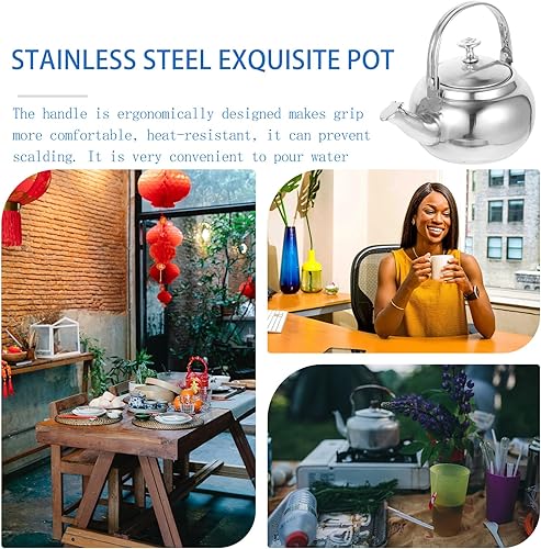 Miniatura 4 de Hervidor de té de acero inoxidable, hervidor de cocina de camping Hervidor de acero inoxidable silbido té hirviendo para té Hervidor de camping