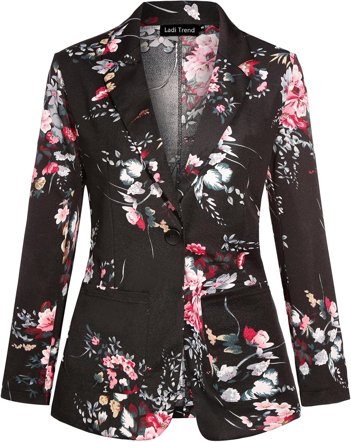 Blazers for Women Long Sleeve Button Front Blazer Notch Lapel Casual Work Office Suit Jackets with Pocket