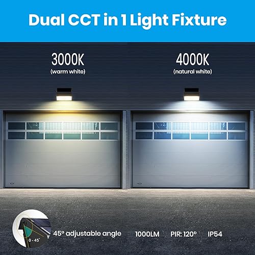 Miniatura 2 de Luz solar para valla, doble CCT 4000K 3000K luz solar de pared al aire libre, impermeable, 1000 lúmenes, mini sensor de movimiento, iluminación