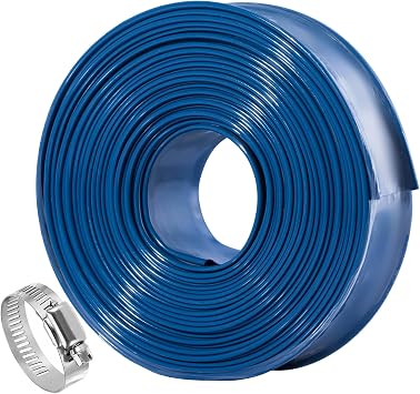 Pool Backwash Hose 2 inch 25 ft Water Discharge Pipe Lay Flat Tubing | Thicken Blue PVC Drainage Hose for Backwash Pool Filter, Drain Pools Pond Water 2in-25ft, Vinyl Tubing