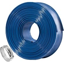 Pool Backwash Hose 2 inch 25 ft Thicken Blue Water Discharge Pipe Lay Flat Tubing Hose for Backwash Pool Filter, Drain Pool Pond Water 2in-25ft Vinyl Tubing
