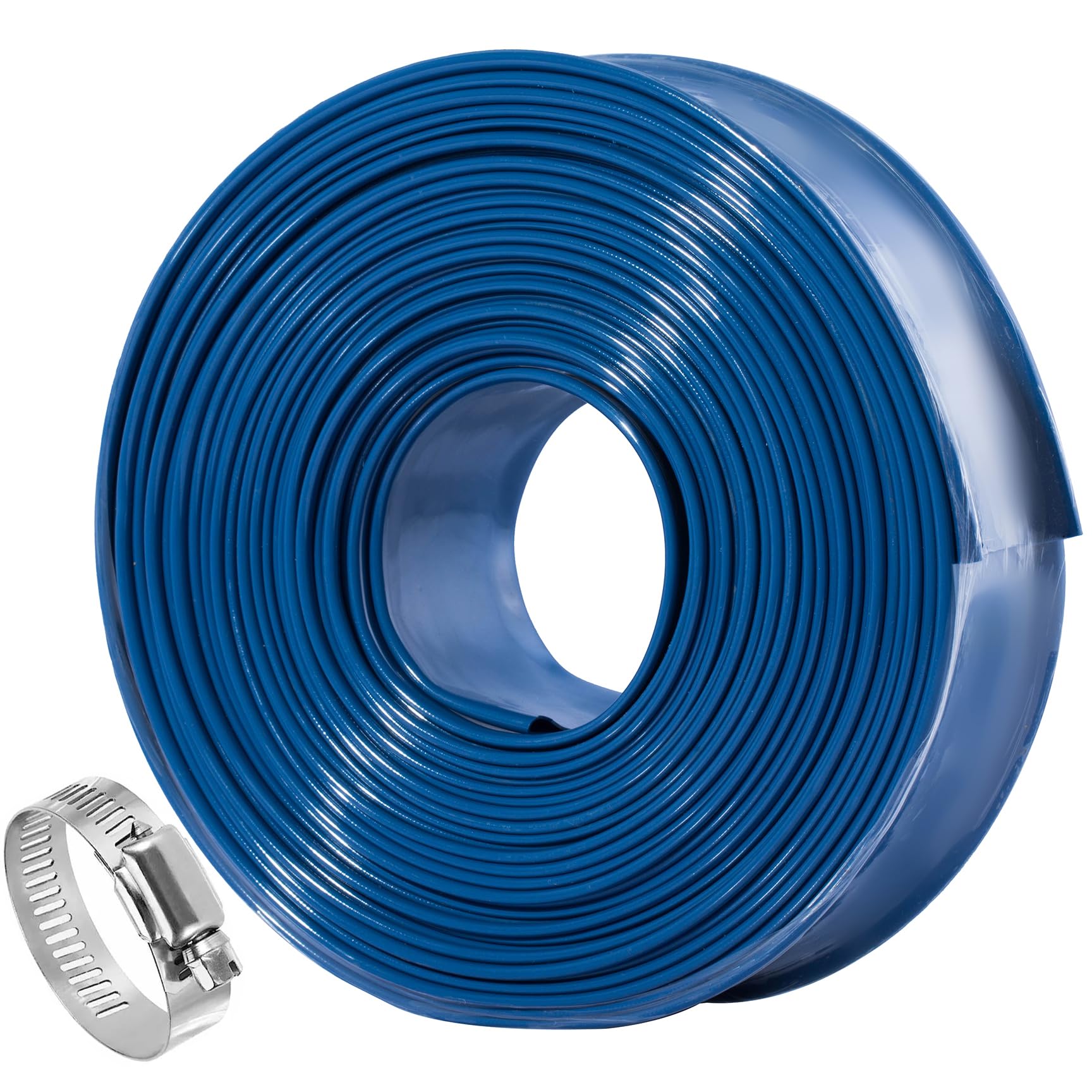 Pool Backwash Hose 1 1/2 inch × 25 ft Thicken Blue Water Discharge Pipe Lay Flat Tubing Hose for Backwash Pool Filter, Drain Pool Pond Water (1.5in-25ft, Vinyl Tubing)-picture-31