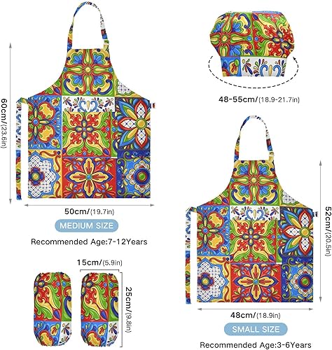 Miniatura 3 de Joisal Pepperoni Pizza - Traje de chef con bolsillo, delantales para niñas de cocina, delantales de pintura para niños