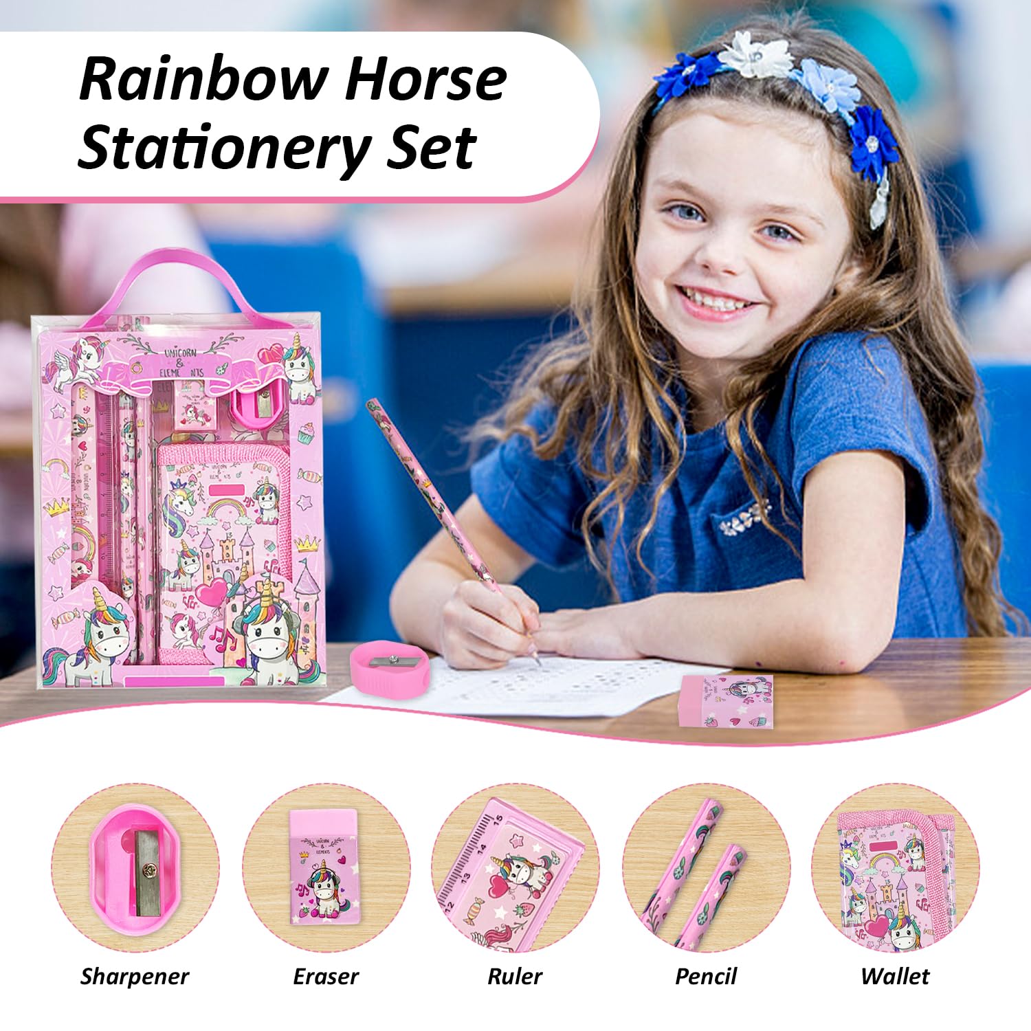 Creative Portable Stationery Set Animal Cartoon Pencil Cute Ruler Children Pencil Sharpener Student Eraser School Supplies Gifts - 21