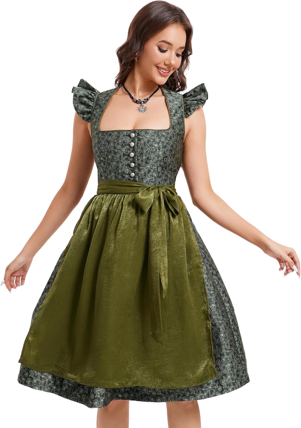 Yesfashion Womens German Dirndl Dress 2 Pieces Costumes for Traditional Beer Bavarian Oktoberfest Carnival Halloween