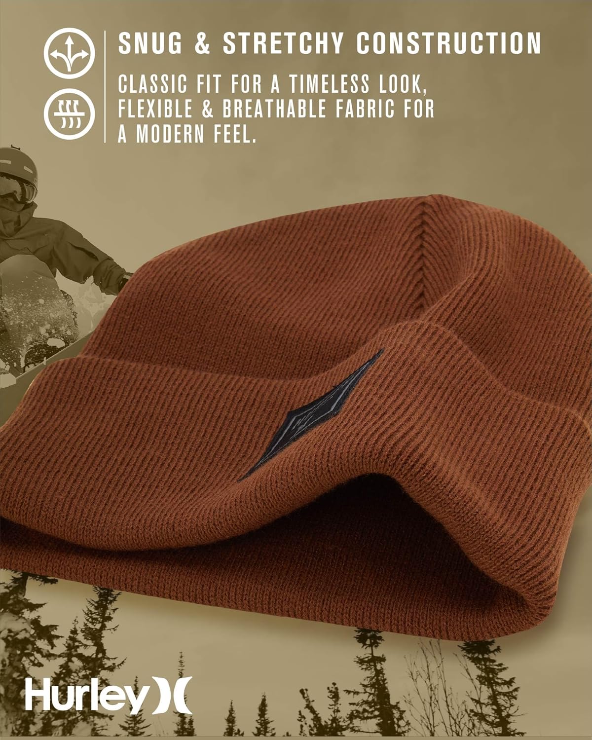 Hurley Men's Shifty Beanie - Lightweight Classic Double Layered Flat Knitted Bonnet Winter Hat for Men - Image 5