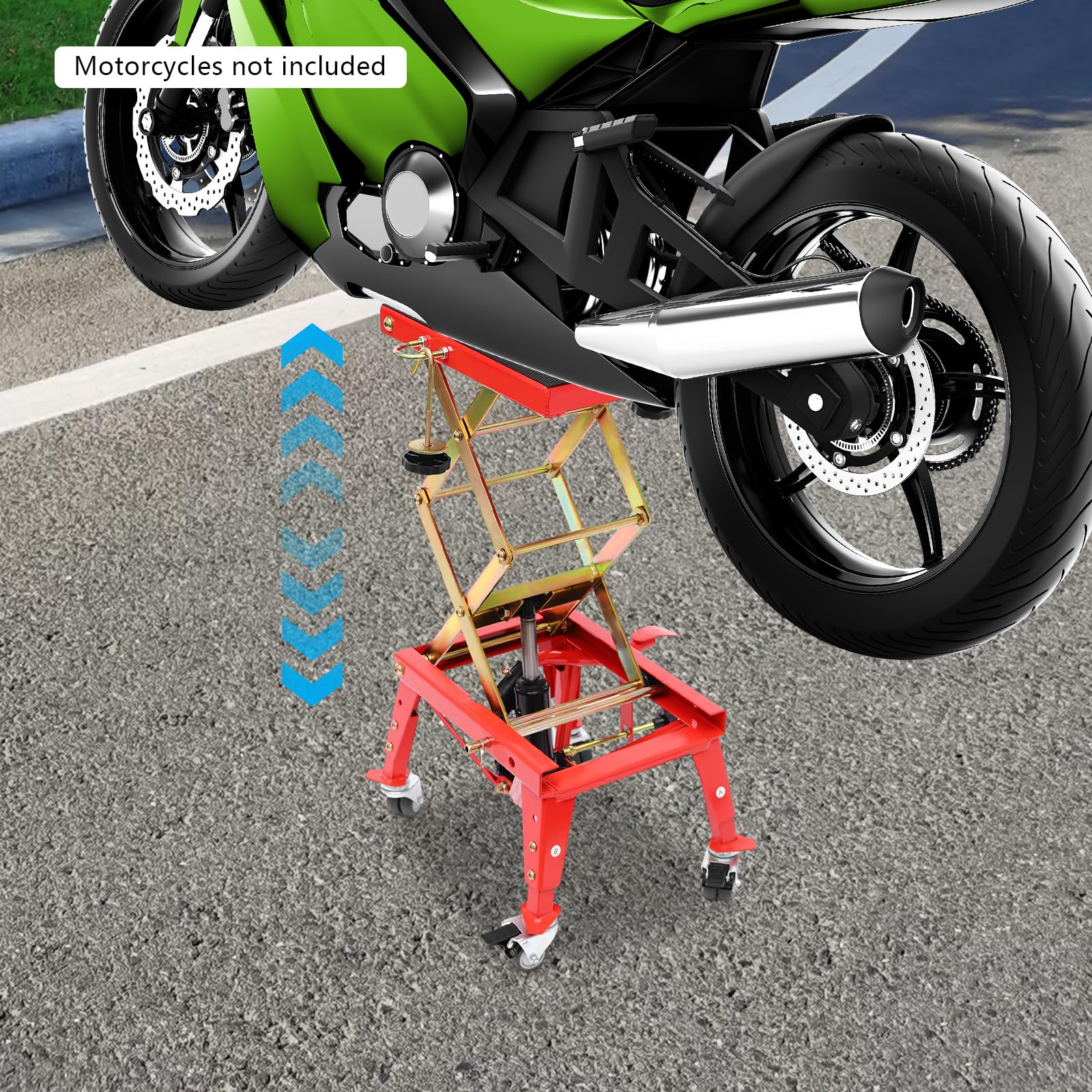 Tavolo sollevatore idraulico per moto, 160 kg, regolabile in altezza, rosso