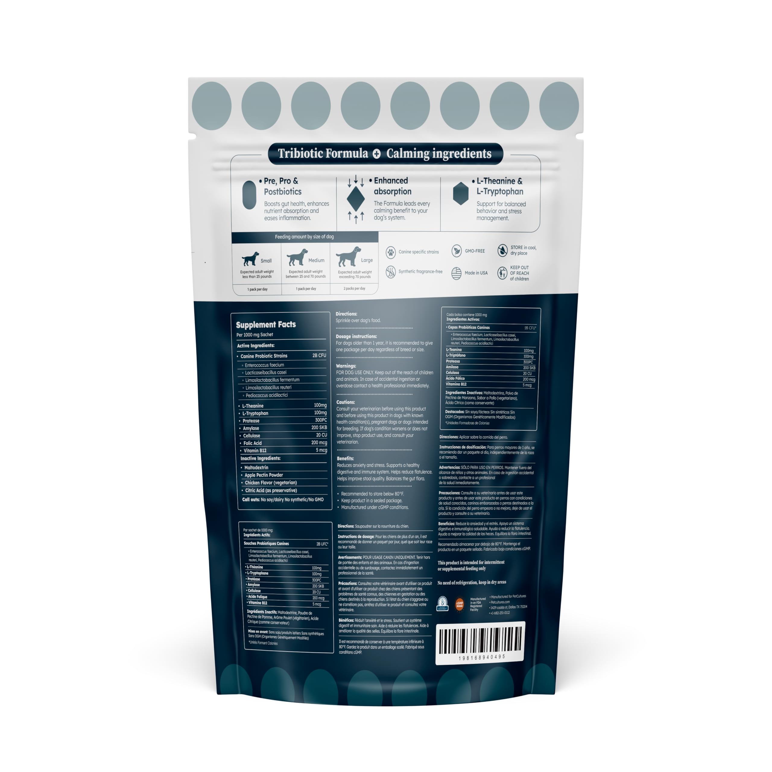 PetCultures Calming Tribiotic Dog Supplement Powder – Supports Stress, L-Tryptophan, L-Theanine, and Gut-Brain Axis Balance - Made in USA (30) - image 8
