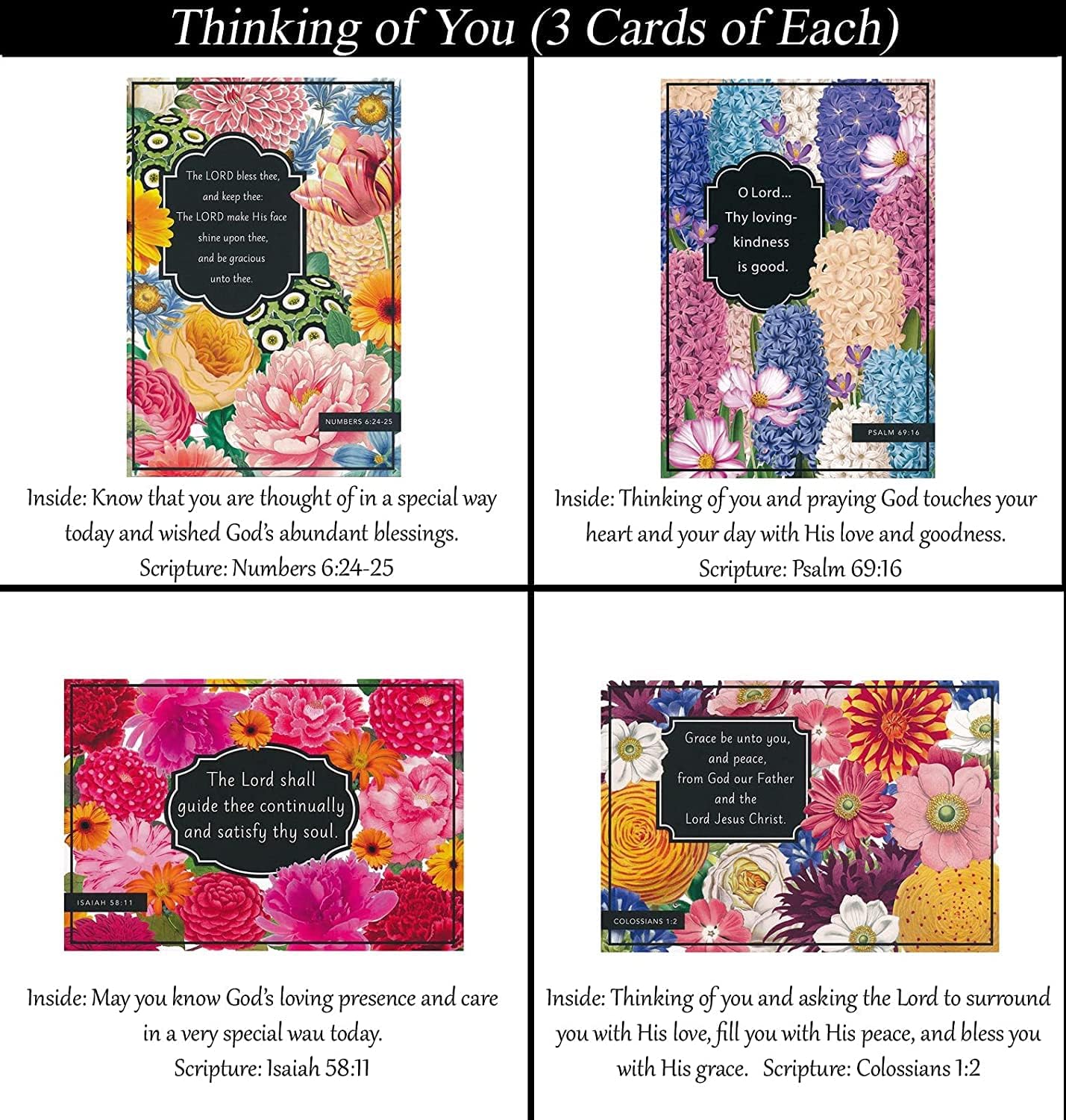 Thinking of You Cards Premium 36 count Christian/Religious Greeting Card Assortment ~ Scripture in every card
