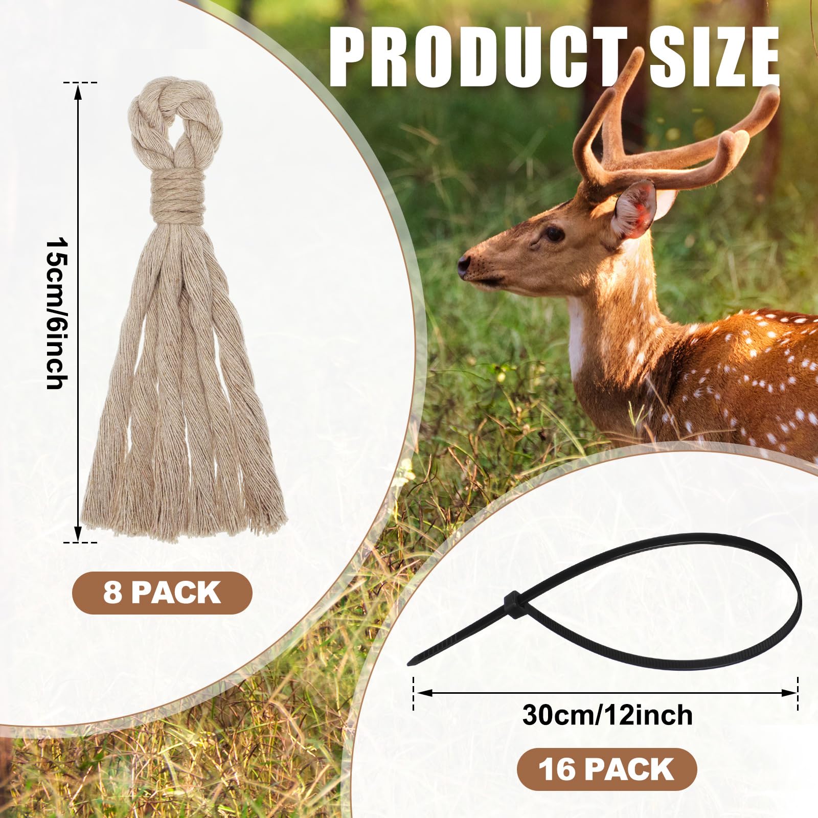 Golden Rope Kit Yoojahow 8-Pack Hemp Scent Ropes For Deer Hunting ...