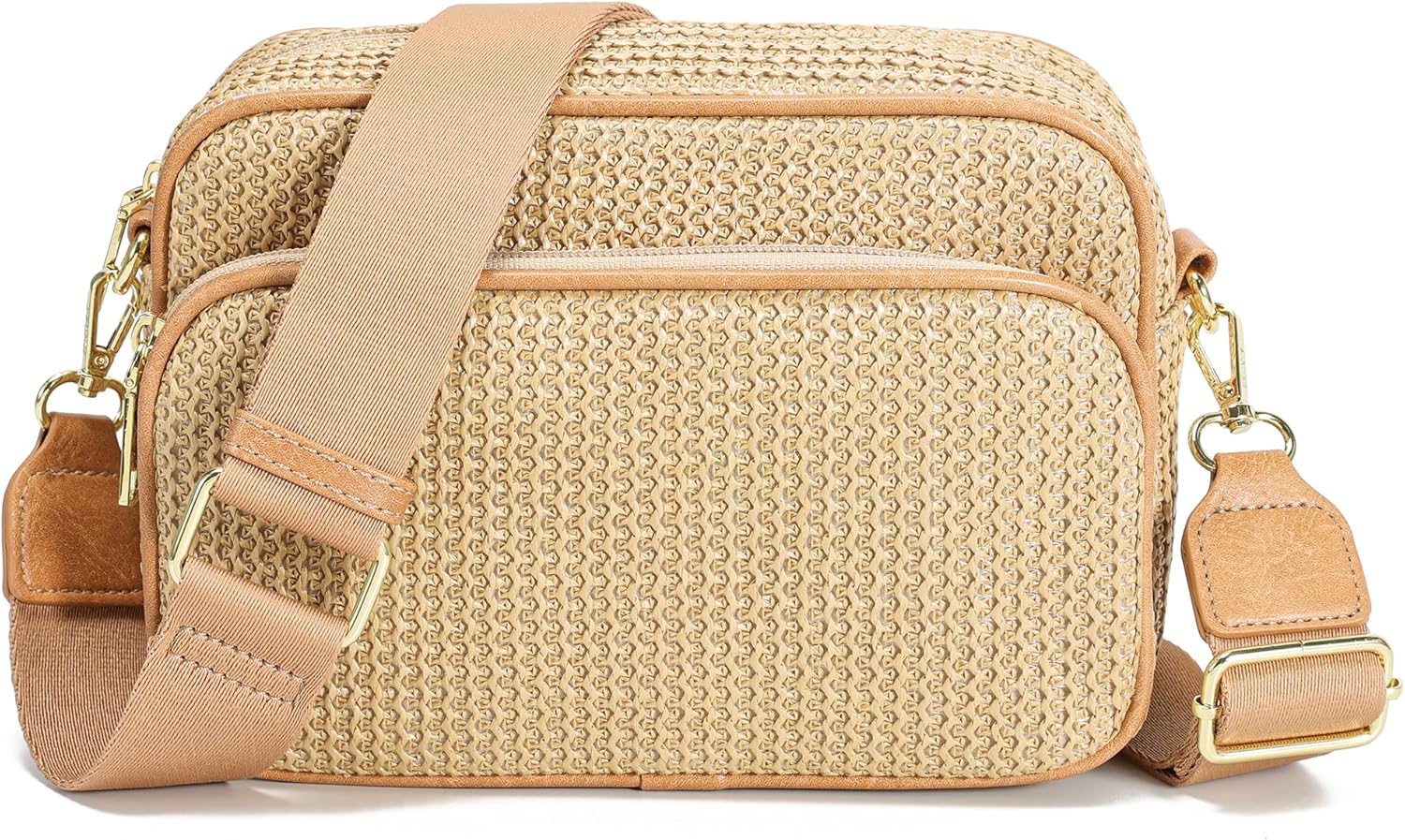 Faux Straw Crossbody Bags for Women Small Summer Purse RFID Woven Raffia Bag Travel Hawaiian Beach Cruise Essentials