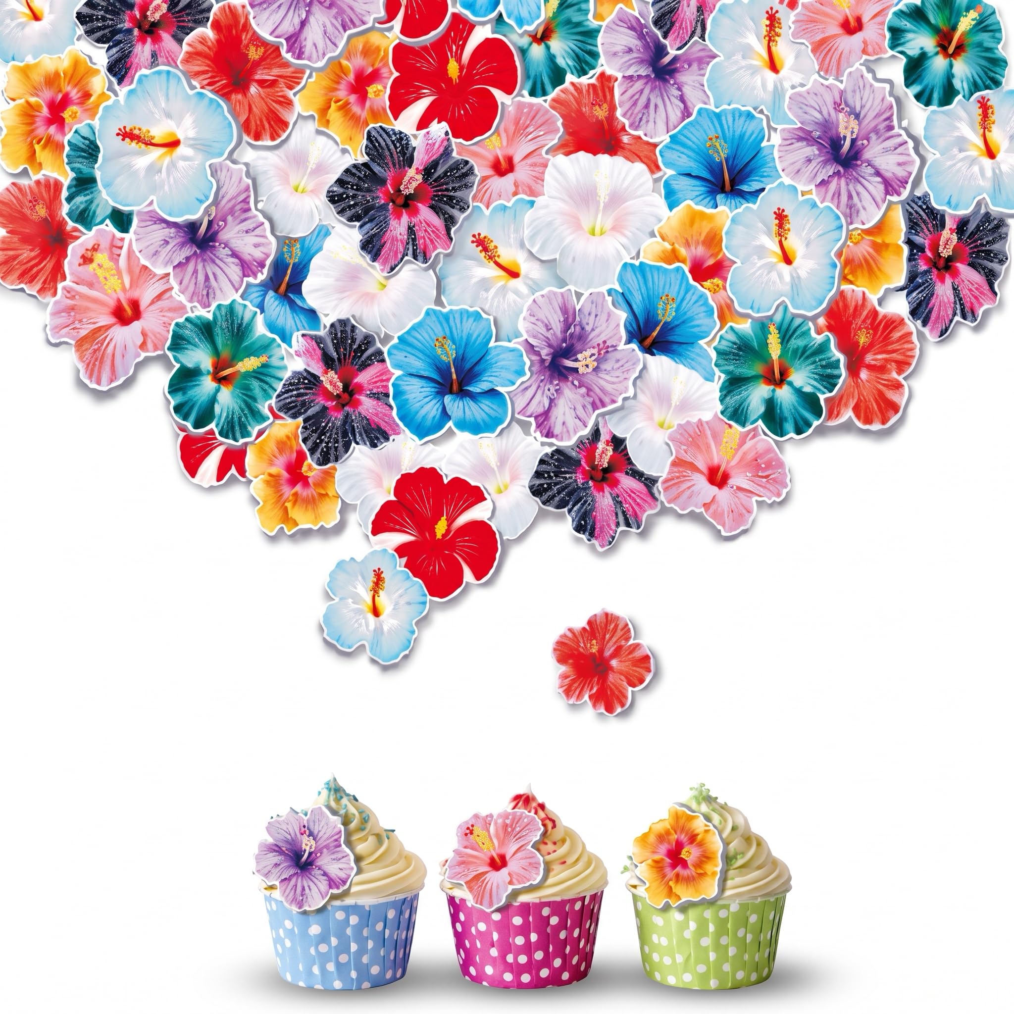 60PCS Edible Rice Paper, Edible Flowers for Cupcake Toppers (A2)