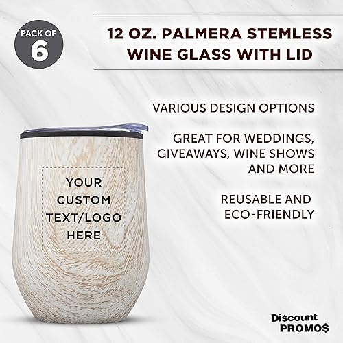 Miniatura 3 de Vasos de vino personalizados sin tallo de 12 onzas, juego de 6, paquete personalizado a granel, aislados, perfectos para vino, cócteles, otras