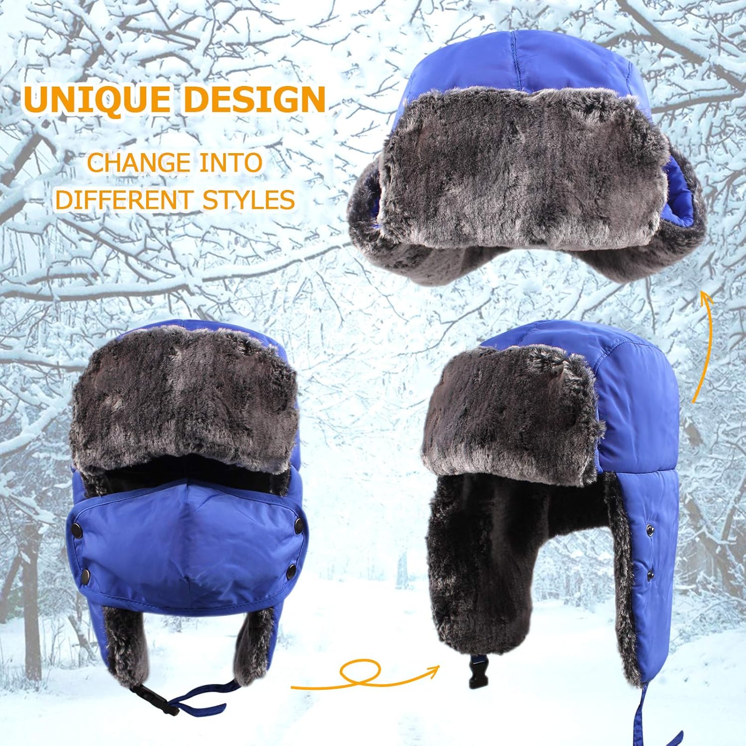 Winter Boy Trapper Trooper Hat Outdoor Warm Girls Ski Cap Windproof Mask Ear Flaps Hats for Kids - Image 2