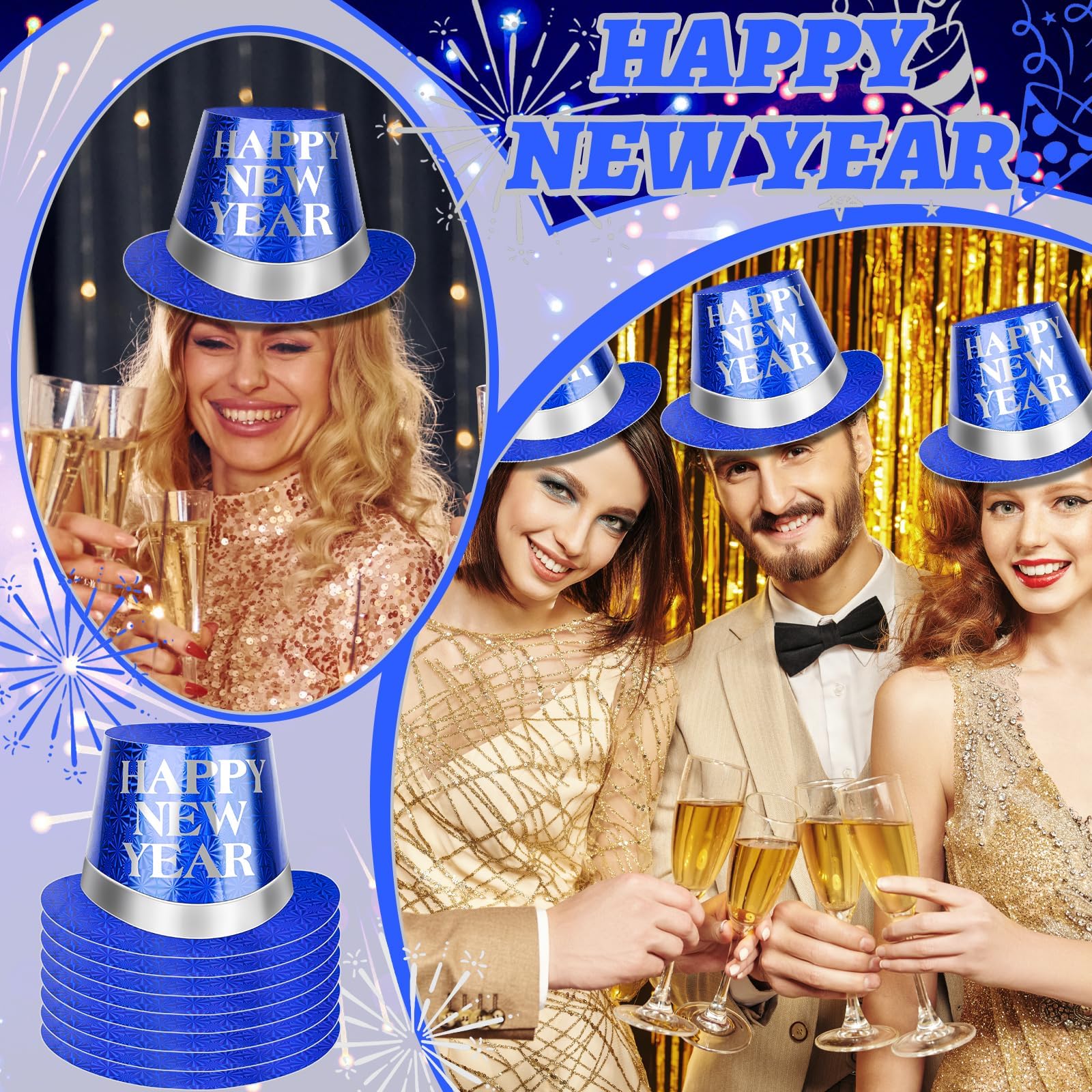 Denylo pro Silvester-Party-Zubehör, Glitzer-Papierhüte, Silvester-Hüte für Silvesterparty, Foto-Requisiten