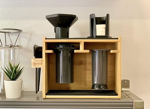 Barista Lab Stand for AeroPress® Bamboo Organizer for Wall, Counter or In-Cabinet Storage Holds Filters, Cups and Accessories With Precision...
