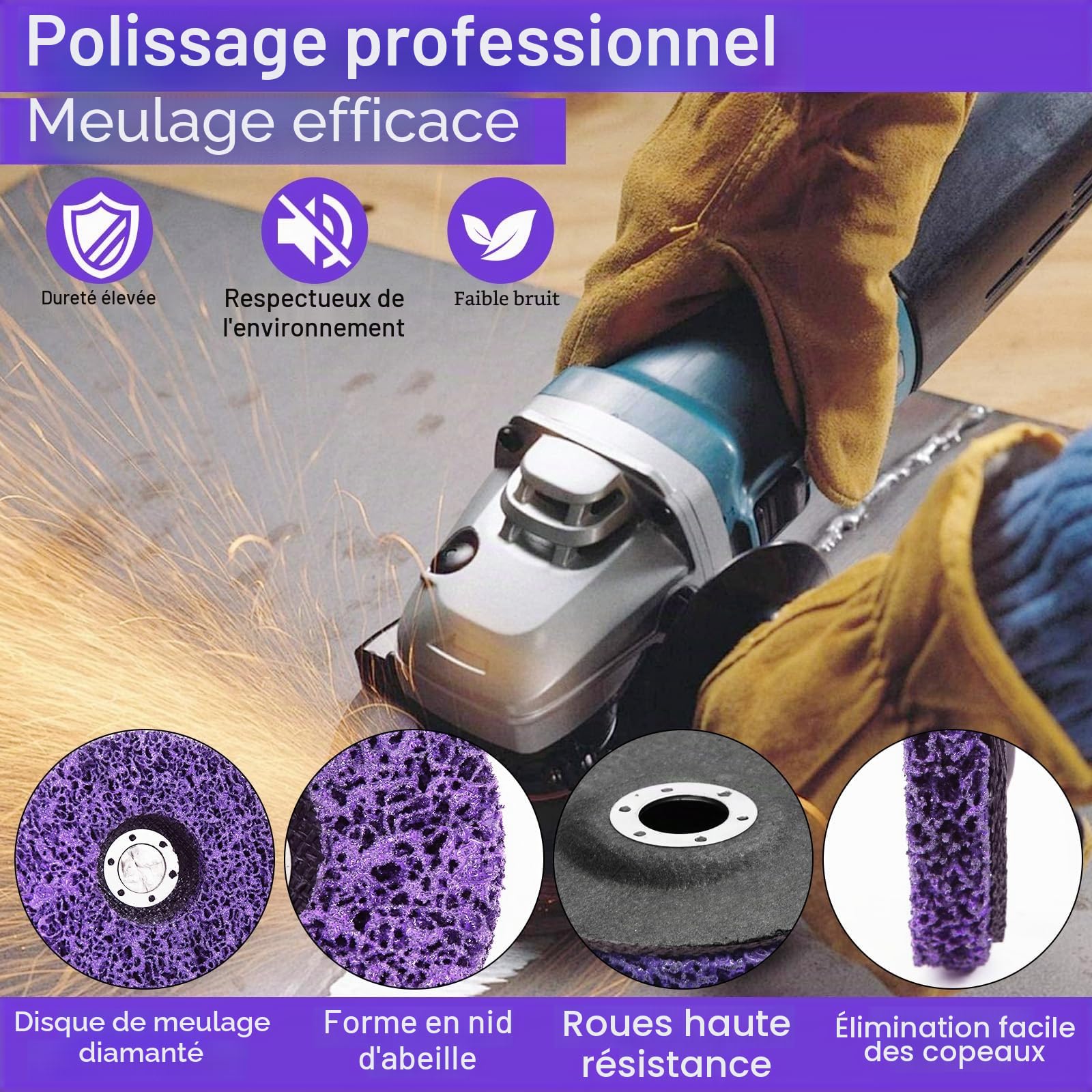 5 Pièces Disques de Nettoyage CSD - Disque Meuleuse CSD,Disque Abrasif Pour Meuleuse d'angle En Nylon Pour éliminer la Rouille les Soudures Éliminer la Peinture la Rouille et l'oxydation(125 x 22 mm)