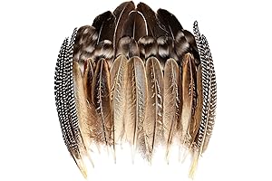 THARAHT 24pcs 4Style Natural Spotted Feathers Guinea Fowl Wing Feathers for Cowboy Hats Men