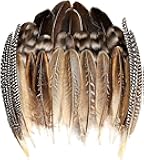 THARAHT 24pcs 4Style Natural Spotted Feathers Guinea Fowl Wing Feathers 6-8 inch Bulk for Craft Clothing Jewelry DIY Decoration Guinea Fowl Wing Feathers