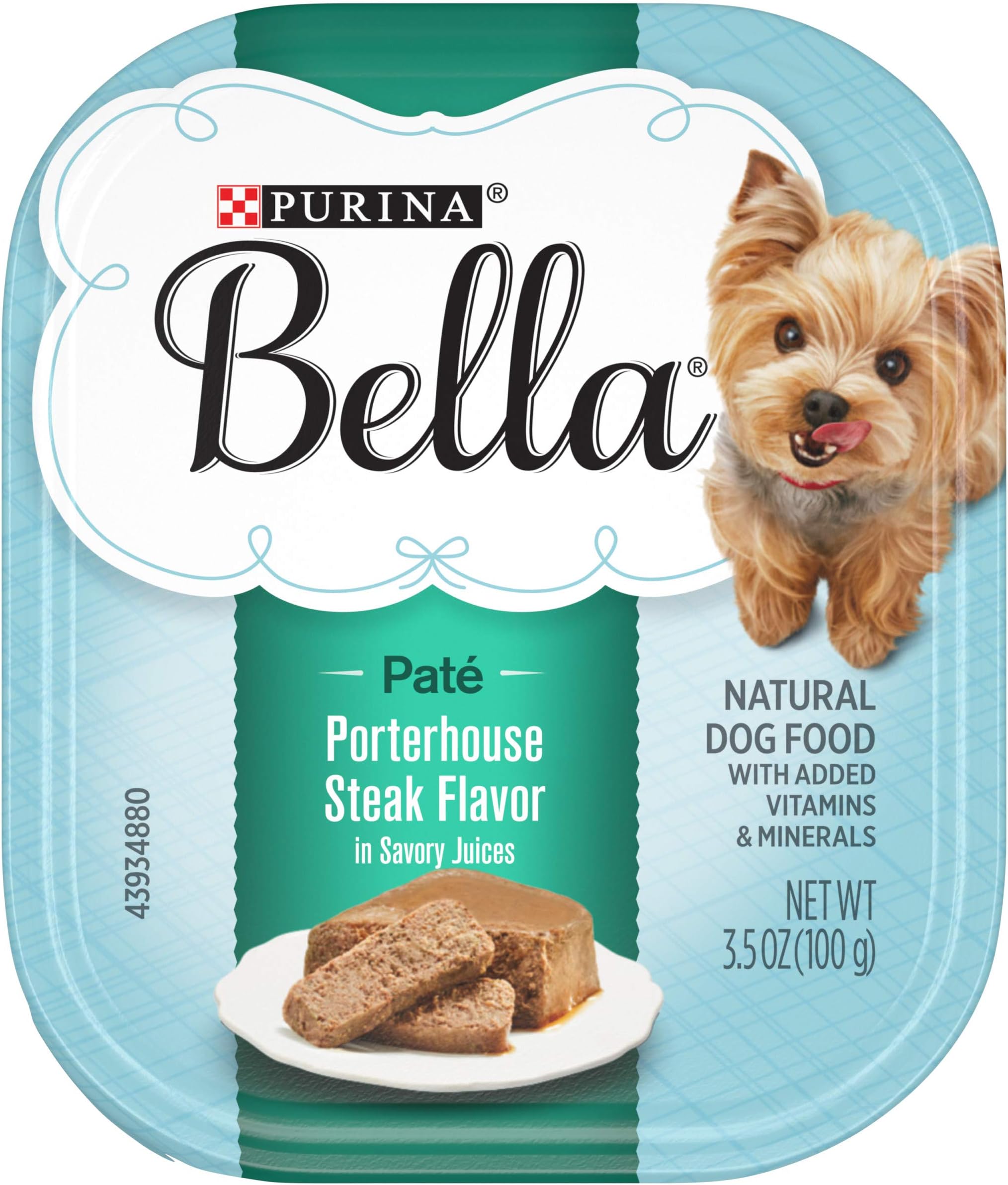 Purina Bella Natural Small Breed Pate Wet Dog Food, Porterhouse Steak Flavor in Savory Juices - (12) 3.5 oz. Trays