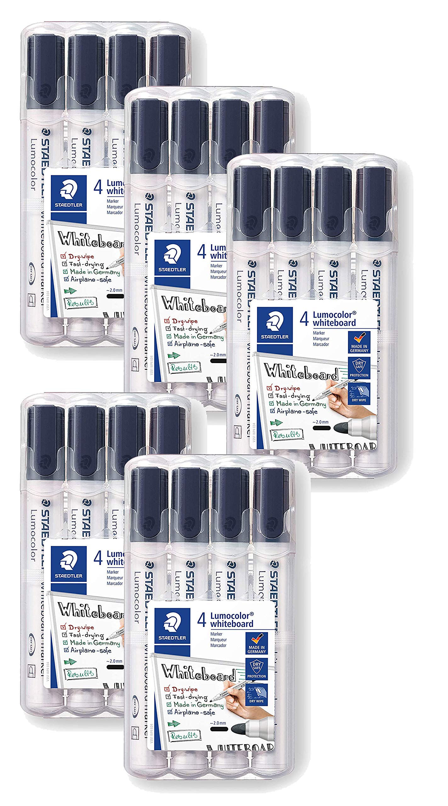 Staedtler Lumocolor 351 WP4-9X Whiteboard-Marker Schwarz (5er Pack)